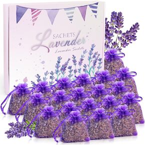SCENTORINI Lavender Sachet Bags, Sachets for Drawers and Closets, Pack of 24, Dried Lavender Potpourri Fresh Scents for Wardrobes, Clothes Storage