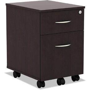 Alera ALEVABFES Valencia Series 15.88 in. x 19.13 in. x 22.88 in. Mobile Box/File Pedestal - Espresso