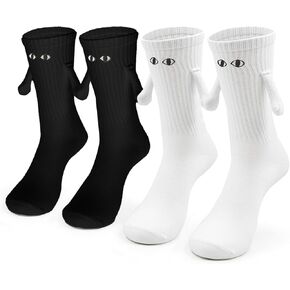​Funny Socks,2 Pair Holding Hands Socks,Magnetic Suction Doll Couple Socks Gag Gifts