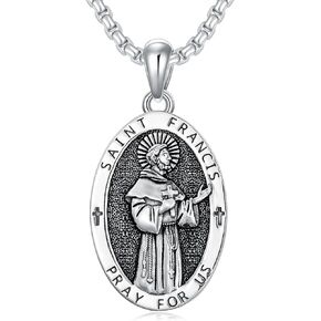 MISTBEE Saint Jude/Michael/Jesus/Virgin Mary/Santa Muerte/Longinus/Serenity Prayer Necklace 925 Sterling Silver Amulrt Medal Pendant Jewelry Thanksgiving Day Gifts for Men Women