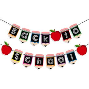 2 PCS Back to School Pencil Banner Welcome Back to School Decorations for Classroom Decor First Day of School Kindergarten Photo Props Home Office Party Favors