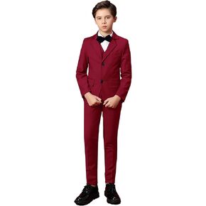 Yanlu 5 Piece Boy's Formal Suits Jacket+Vest+Pants+Shirt+Tie Kids Tuxedos 7 Colors