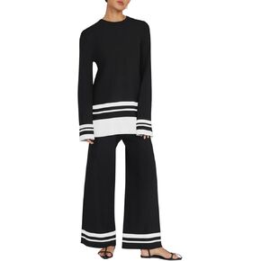 Yousify 2 Piece Outfits for Women 2024 Oversized Striped Sweaters Sets knit Lounge Matching Sets Tracksuits