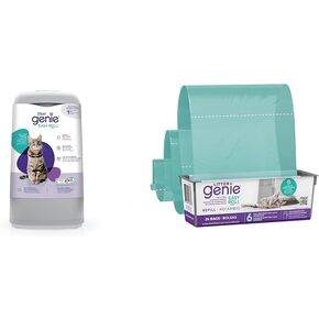 Litter Genie Easy Roll Pail | Cat Litter Box Waste Disposal System for Odor Control | Includes 1 Continuous Refill Bag