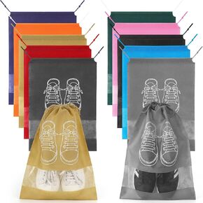 10 Pack Portable Shoe Bags for Travel, 17.3"X12.6" Waterproof Shoes Organizers Storage Pouch for Traveling, Large Shoes Pouch with Rope for Men and Women