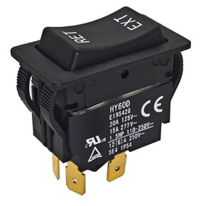 HY60D Rocker Switch - RET-EXT 20A 125VAC 4Pin Pushbutton Switch, (ON)-OFF-(ON) Push Button Switch