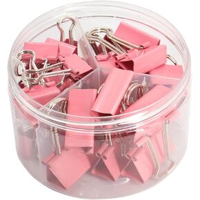 Pink Binder Clips Paper Clamps, Assorted Sizes Set (Small, Medium, Large) for Office School and Home Supplies