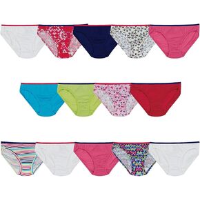 Hanes Girls 14-Pack Tagless Assorted Prints & Solids No Ride Up Bikinis