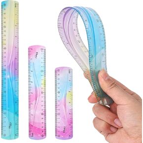 3 Pieces Flexible Ruler, 6inch 8inch 12inch Plastic Ruler Shatterproof Straight Edge Ruler Soft Bendable Ruler for School Classroom Office Kids & Adults in Saudi Arabia