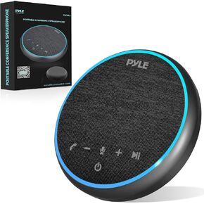 Pyle Portable Conference Speakerphone, Multifunctional Wireless BT Speaker Phone with USB C and Aux Cable, 10m Omnidirectional Microphone Coverage, Ideal for Home and Office Use