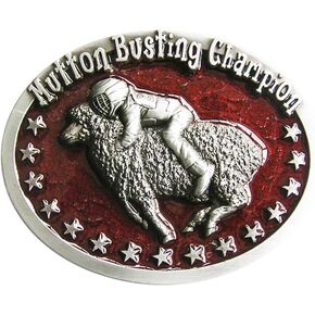 Vintage Red Enamel Initial Mutton Busting Champion Belt Buckle also Stock in the US