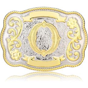 Belt Buckle Men Western Cowboy Cowgirl Rodeo Vintage Initial Letter ABCDMRJ to Z Belt Buckles for Women