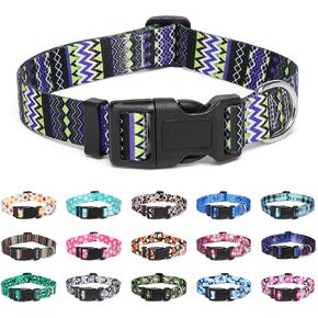 Adjustable Dog Collar with Patterns, Ultra Comfy Soft Nylon Breathable Pet Collar for Small Medium Large Dogs (S, Blue Daisy) in Saudi Arabia