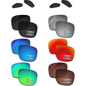 Bowyer 6 Pairs POLARIZED Replacement Lenses & Nosepads for Oakley Turbine OO9263 Sunglasses - Black + Titanium Mirror + Surf Blue Mirror + Fire Red Mirror + Jade Green Mirror + Brown