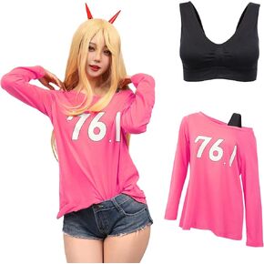 DAZCOS 2PCS Power Cosplay Costume 76.1 T-Shirt for Women Top with Underwear