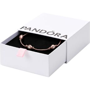 Pandora Modern Lovepods Pavé Chain Bracelet - Rose Gold Bracelet for Women - Features Rose & Cubic Zirconia - Gift for Her - 16 cm, With Gift Box