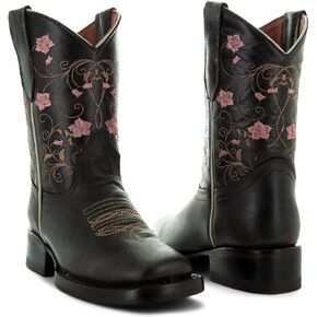 Soto Boots Girl's Square Toe Boots, Geniune Leather Girl's Cowgirl Boots, Toddler Western Boots, K3008 (, Brown)