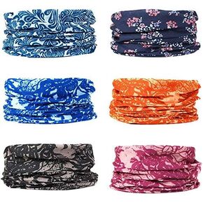 EAZZEA 6pcs Magic Wide Tube Face Mask,Neck Gaiter, Headwear, Sports Scarf, Camo Bandana, Balaclava, Headband for Women And Men