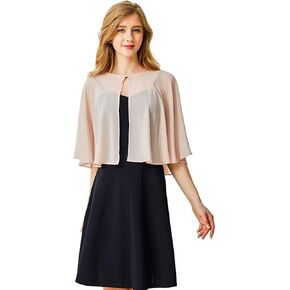 Chiffon Capelets Cape Soft Shrug Shawl Wrap for Women Wedding Evening Dress Cover Up
