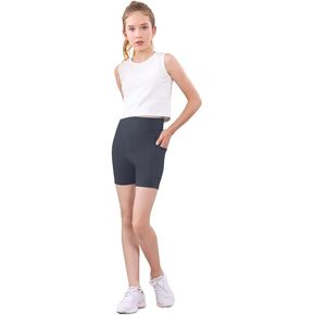 Girls' 4" Volleyball Spandex Shorts Youth Bike Yoga Shorts with Pockets Dance Running Athletic Shorts