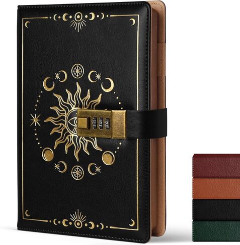 Personal Diary with Lock, A5 224 Pages Black Leather Ruled Journal Password Protected Notebook,Travel Notebook Lock Diary Planner Organizer for Men and Women, 8.6x5.9in in Saudi Arabia