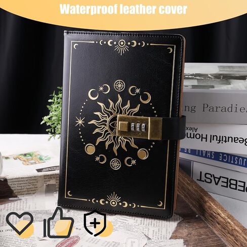 Personal Diary with Lock, A5 224 Pages Black Leather Ruled Journal Password Protected Notebook,Travel Notebook Lock Diary Planner Organizer for Men and Women, 8.6x5.9in in Saudi Arabia