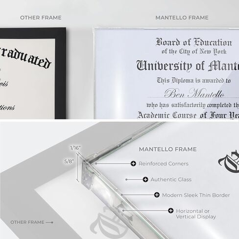 Mantello Modern Minimalist 8.5 x 11 Document Frame Diploma Frames | Set of 6 Clear Acrylic Frames | Sleek Borderless Certificate Frame, Wall or Tabletop, 8.5x11 inch Letter Size Display | 6-Pack Clear in Saudi Arabia