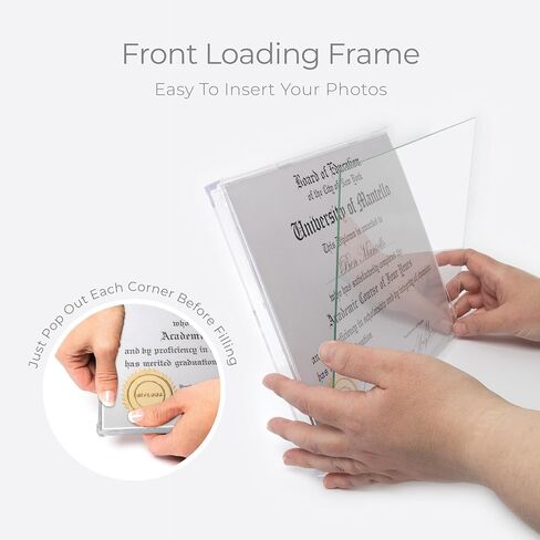 Mantello Modern Minimalist 8.5 x 11 Document Frame Diploma Frames | Set of 6 Clear Acrylic Frames | Sleek Borderless Certificate Frame, Wall or Tabletop, 8.5x11 inch Letter Size Display | 6-Pack Clear in Saudi Arabia