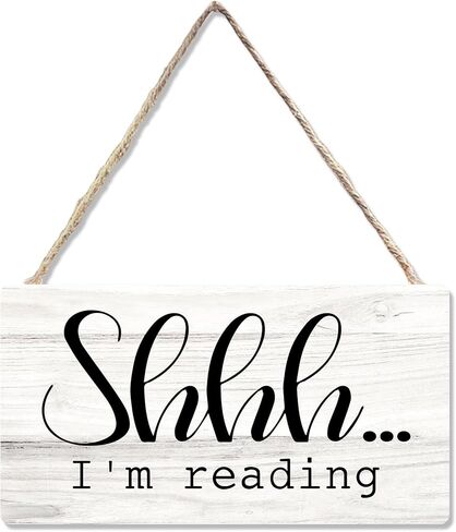 علامة خشبية لزاوية القراءة في الفصل الدراسي، غرفة الأطفال للقراءة في ركن الحضانة، لافتة معلقة لتزيين الحائط، Shhh I'm Reading Book Lovers ديكور الباب 12 × 6 بوصة in Kuwait