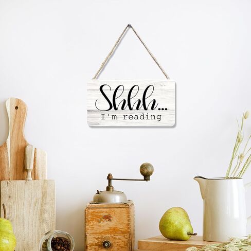 علامة خشبية لزاوية القراءة في الفصل الدراسي، غرفة الأطفال للقراءة في ركن الحضانة، لافتة معلقة لتزيين الحائط، Shhh I'm Reading Book Lovers ديكور الباب 12 × 6 بوصة in Kuwait