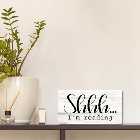 علامة خشبية لزاوية القراءة في الفصل الدراسي، غرفة الأطفال للقراءة في ركن الحضانة، لافتة معلقة لتزيين الحائط، Shhh I'm Reading Book Lovers ديكور الباب 12 × 6 بوصة in Kuwait