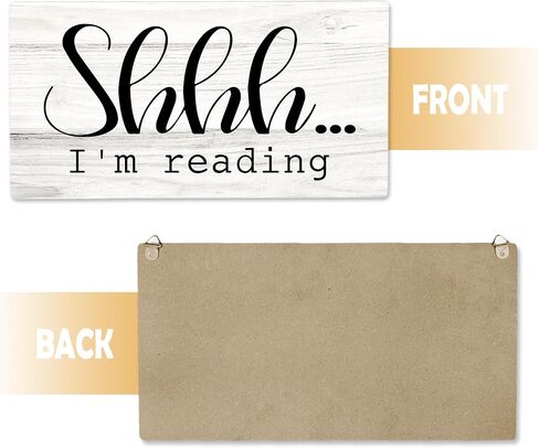 علامة خشبية لزاوية القراءة في الفصل الدراسي، غرفة الأطفال للقراءة في ركن الحضانة، لافتة معلقة لتزيين الحائط، Shhh I'm Reading Book Lovers ديكور الباب 12 × 6 بوصة in Kuwait