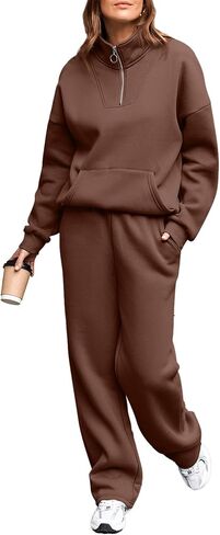 Aleumdr Womens 2 Piece Outfits Matching Sweat Sets Sweatsuit Tracksuit Zip up Sweatshirt and Sweatpants Lounge Sets in Saudi Arabia