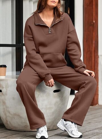 Aleumdr Womens 2 Piece Outfits Matching Sweat Sets Sweatsuit Tracksuit Zip up Sweatshirt and Sweatpants Lounge Sets in Saudi Arabia