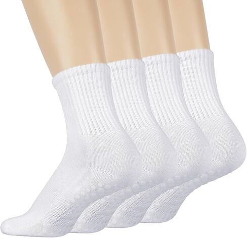 Pilates Yoga Socks with Grips for Women - Crew Length Ballet Barre Socks - Sticky Workout Hospital Socks in Saudi Arabia