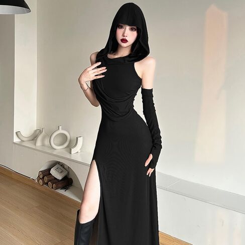 SINROYEE Women High Slit Long Dress Sexy Sleeveless Cocktail Dress Sexy Cutout Bodycon Party Club Cami Dresses in Saudi Arabia