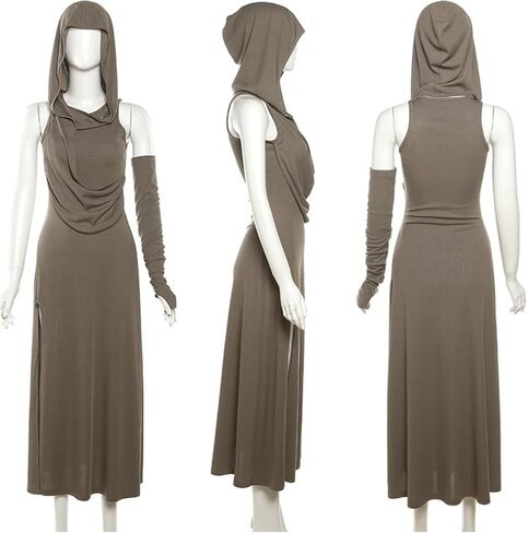 SINROYEE Women High Slit Long Dress Sexy Sleeveless Cocktail Dress Sexy Cutout Bodycon Party Club Cami Dresses in Saudi Arabia