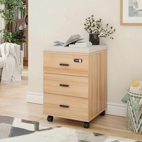 Soohow Under Desk 3 Drawers Vertical Filing Cabinet with Cushion,Mobile File Cabinet with Smart Lock/Casters in Kuwait
