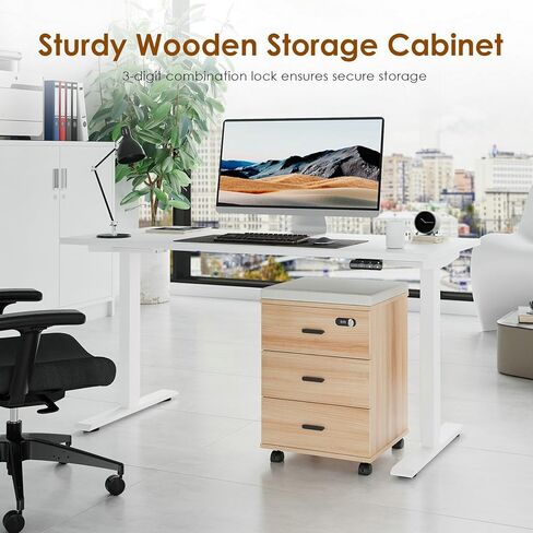 Soohow Under Desk 3 Drawers Vertical Filing Cabinet with Cushion,Mobile File Cabinet with Smart Lock/Casters in Kuwait