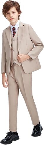 Yanlu 5 Piece Boy's Formal Suits Jacket+Vest+Pants+Shirt+Tie Kids Tuxedos 7 Colors in Saudi Arabia