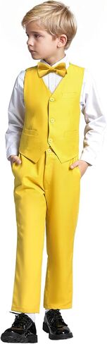 Yanlu 5 Piece Boy's Formal Suits Jacket+Vest+Pants+Shirt+Tie Kids Tuxedos 7 Colors in Saudi Arabia