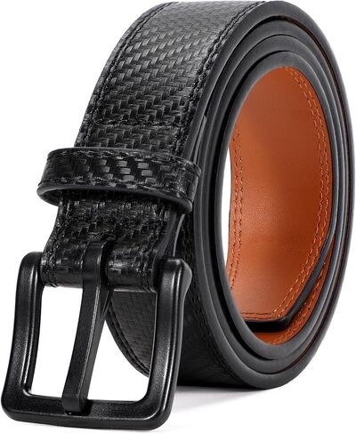 XZQTIVE Men’s Metal Free Belt Hypoallergenic Leather Belts For Jeans Dress Nickle Free TSA Belt With Black Buckle in Saudi Arabia