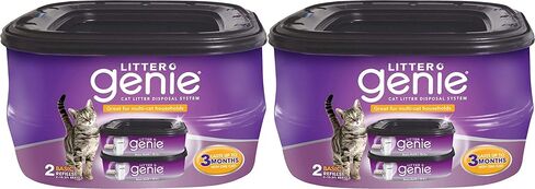 Litter Genie Refill Bags (4-Pack) | Multi-Layers of Odor-Barrier Technology | 1 Square Refill Cartridge Lasts Up to 2 Months Per Cat in Saudi Arabia