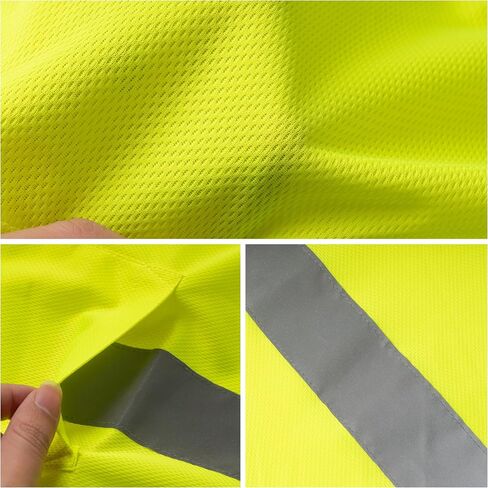 تي شيرت رجالي عالي الوضوح مع شريط عاكس وجيب أمامي، متين، مسامي (XS-4XL) in Saudi Arabia