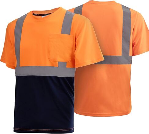 تي شيرت رجالي عالي الوضوح مع شريط عاكس وجيب أمامي، متين، مسامي (XS-4XL) in Saudi Arabia