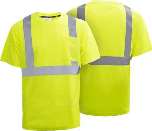 تي شيرت رجالي عالي الوضوح مع شريط عاكس وجيب أمامي، متين، مسامي (XS-4XL) in Saudi Arabia