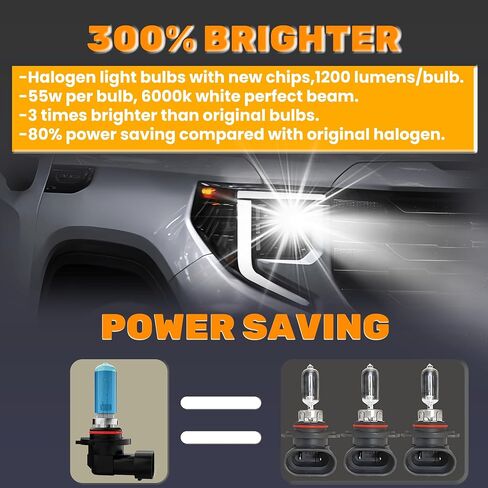 Headlights Fit For 2016 2017 2018 Toyota RAV4 Halogen Headlight Bulbs,9012 High/Low Beam Headlights + h11 Fog Light Bulbs front bulb bright light Halogens combo,Plug And Play,Pack of 4 in Saudi Arabia