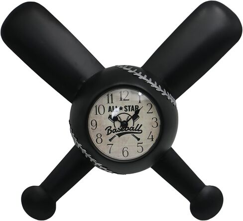 Baseball Wall Clock Baseball Gifts for Boys Metal BatFor Boys Room Bedroom Decor Cool Sports Stuff Black 14×12.7 Inches in Saudi Arabia