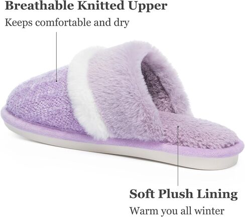 Womens Cozy Memory Foam Slippers Soft Warm Slip On Faux Fur House Slippers,Anti-Skid Rubber Sole,Creative Gifts for Women Mom Girlfriend in Saudi Arabia