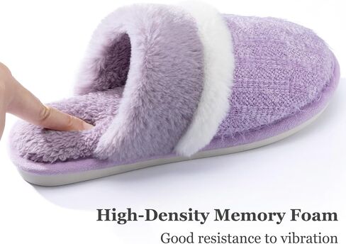 Womens Cozy Memory Foam Slippers Soft Warm Slip On Faux Fur House Slippers,Anti-Skid Rubber Sole,Creative Gifts for Women Mom Girlfriend in Saudi Arabia